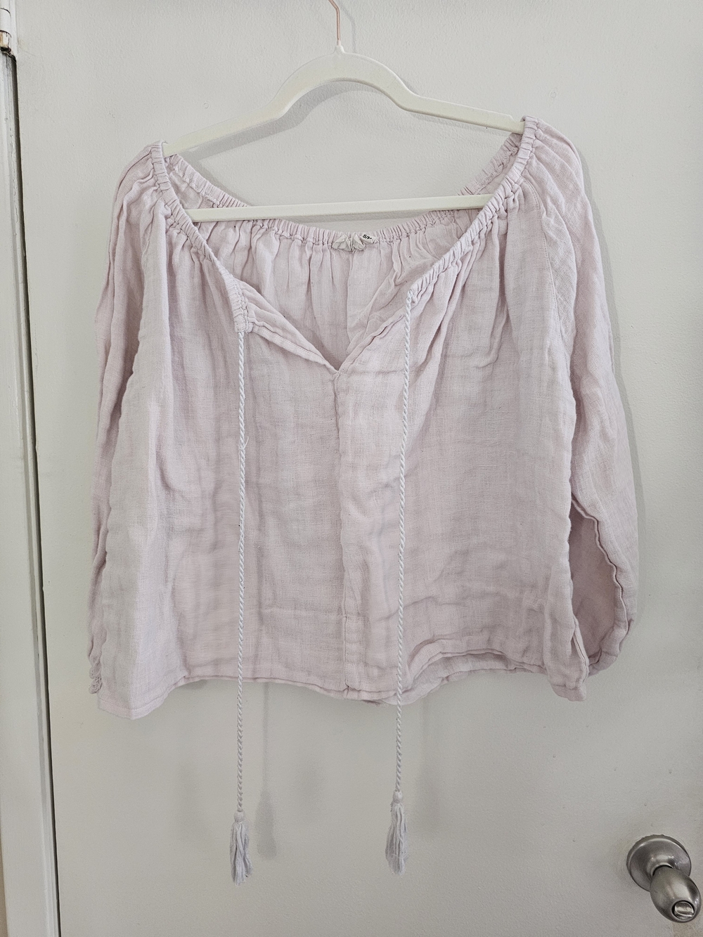Light Lilac Peasant Blouse - Womens Top - Picture 2 of 5